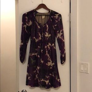 Watercolor Floral Printed Silk Chiffon Dress